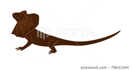 Brown wild frill reptile lizard a flat cartoon vector isolated illustration. 79631004