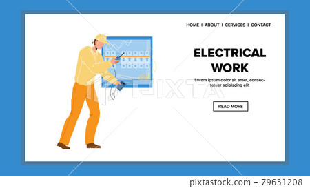 Electrical Work With Electric System Panel Vector 79631208