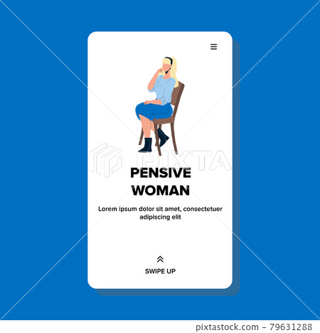 Pensive Woman Sitting On Chair And Thinking Vector Pensive Woman Sitting On Chair And Thinking Vector 79631288