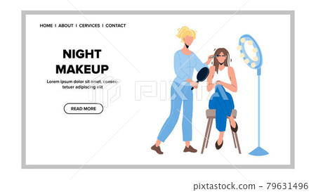 Night Makeup Making Girl In Beauty Salon Vector Night Makeup Making Girl In Beauty Salon Vector 79631496
