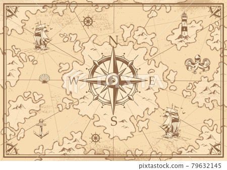 Vintage monochrome treasure map concept 79632145