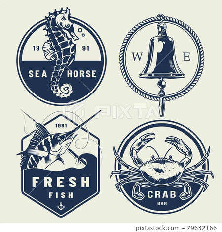 Vintage nautical labels collection Vintage nautical labels collection 79632166