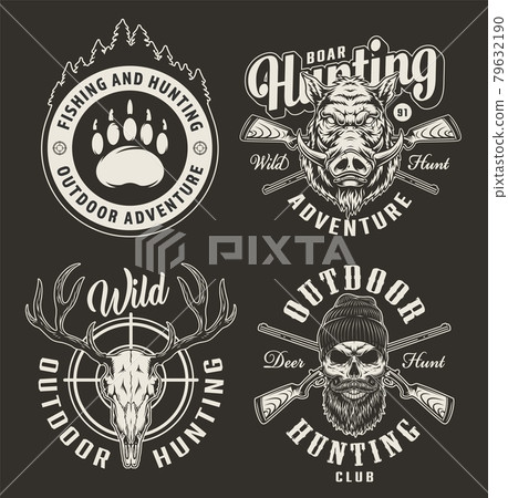 Vintage hunting club monochrome emblems Vintage hunting club monochrome emblems 79632190