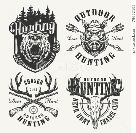 Vintage monochrome hunting club logotypes Vintage monochrome hunting club logotypes 79632192