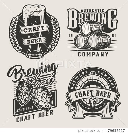 Vintage monochrome craft beer badges 79632217
