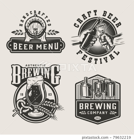 Vintage brewery monochrome labels 79632219