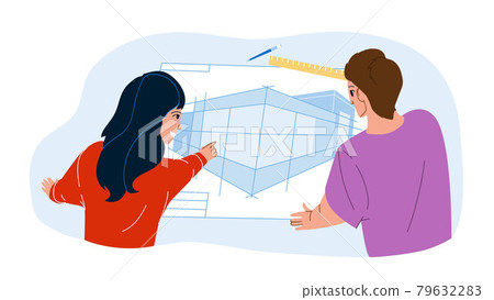 Architect Plan Researching Engineer Team Vector Architect Plan Researching Engineer Team Vector 79632283