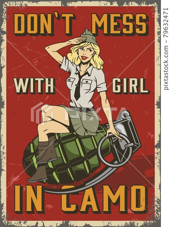 Retro military colorful poster - Stock Illustration [79632471] - PIXTA