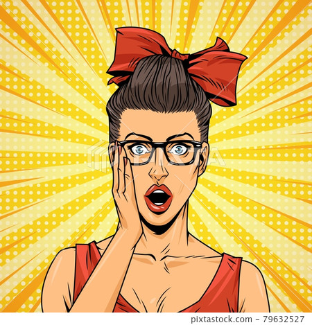 Comic beautiful surprised woman Comic beautiful surprised woman 79632527
