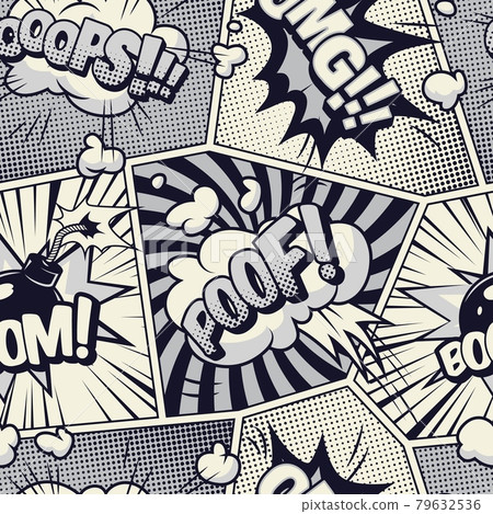 Comic monochrome seamless pattern 79632536