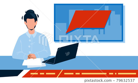 Tv News Presenter In Television Studio Vector 79632537
