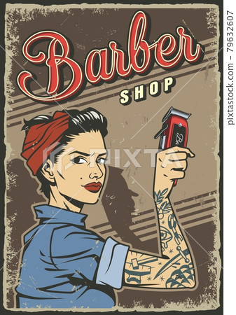 Vintage barbershop colorful poster 79632607