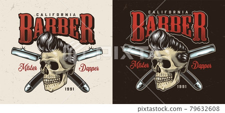 Vintage barbershop colorful label 79632608