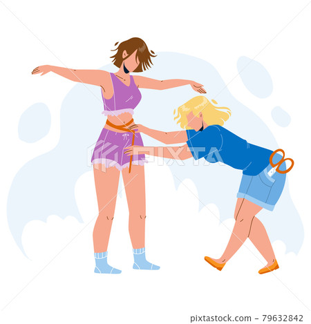 Seamstress Taking Measurement Girl Body Vector Seamstress Taking Measurement Girl Body Vector 79632842