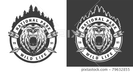 Vintage monochrome national park round emblem Vintage monochrome national park round emblem 79632855