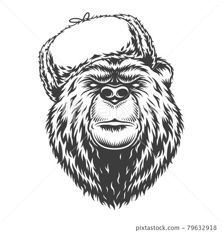 Vintage monochrome serious russian bear Vintage monochrome serious russian bear 79632918