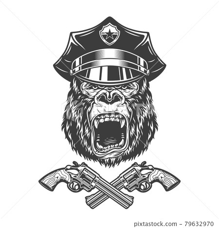 Vintage monochrome angry gorilla head 79632970