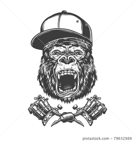 Vintage ferocious gorilla head 79632989
