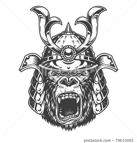 Vintage monochrome angry gorilla head 79633091