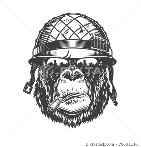 Gorilla head in monochrome style 79633130