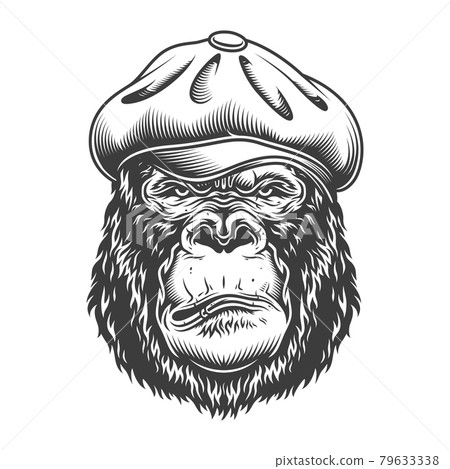 Serious gorilla in monochrome style Serious gorilla in monochrome style 79633338