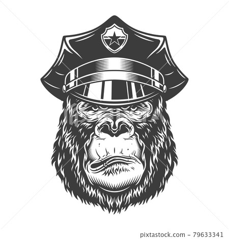 Serious gorilla in monochrome style 79633341