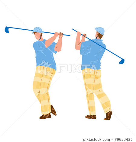 Man Playing Golf And Hitting Ball With Club Vector Man Playing Golf And Hitting Ball With Club Vector 79633425