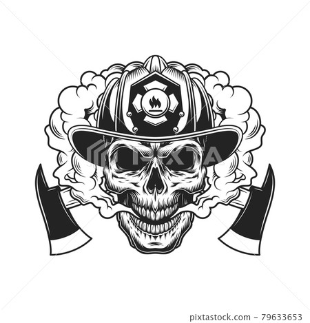Firefighter skull and crossed axes 79633653