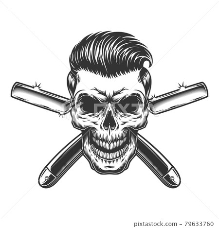 Barber skull with stylish hairstyle 79633760