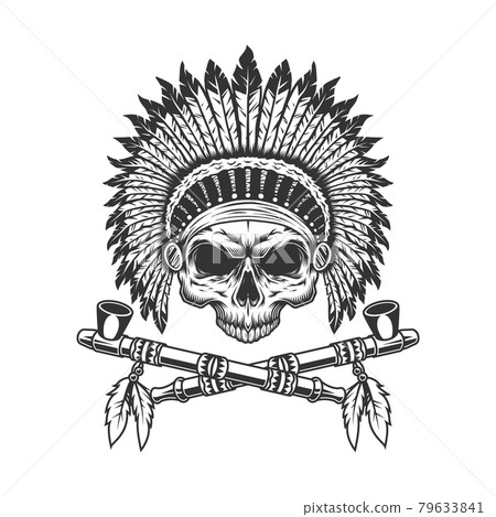 Vintage indian chief skull without jaw 79633841