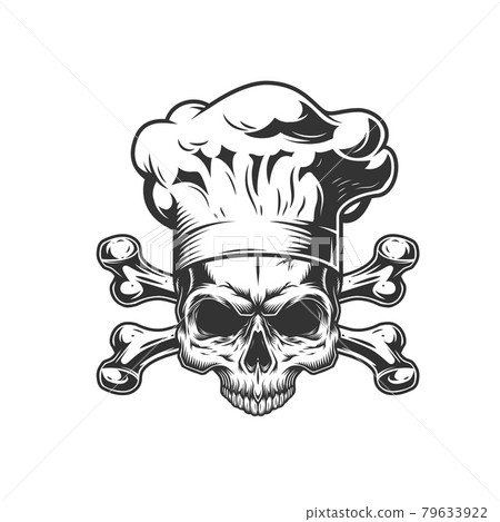 Vintage monochrome chef skull Vintage monochrome chef skull 79633922