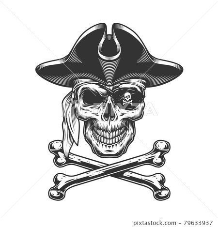 Vintage skull in pirate hat - Stock Illustration [79633937] - PIXTA