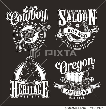 Vintage wild west monochrome logos 79633974