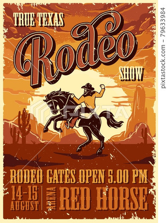 Vintage rodeo advertising poster - Stock Illustration [79633984] - PIXTA