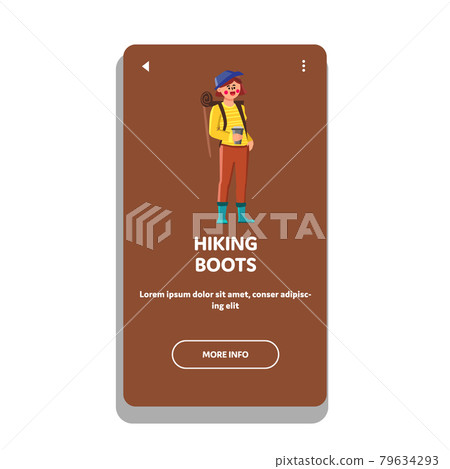 Hiking Boots Wear Hiker For Walk On Cliff Vector Hiking Boots Wear Hiker For Walk On Cliff Vector 79634293