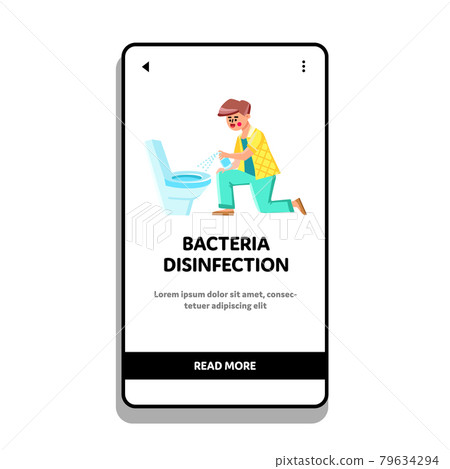 Bacteria Disinfection Spraying Man Toilet Vector Bacteria Disinfection Spraying Man Toilet Vector 79634294