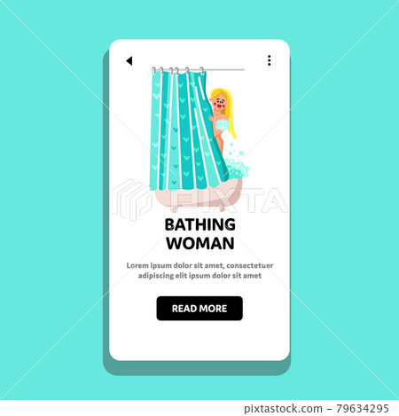Bathing Woman Hygiene Washing Procedure Vector 79634295