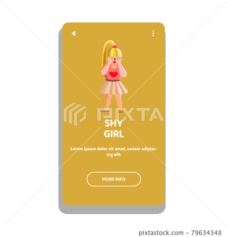 Shy Girl Child Covering Face With Palms Vector - Stock Illustration ...
