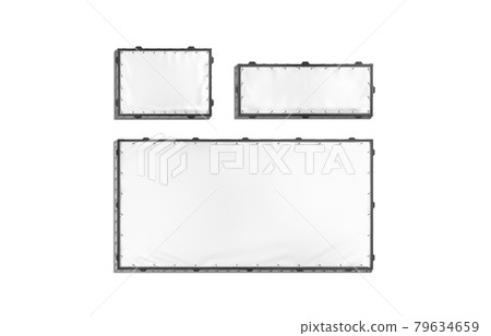Blank white rectangle stretching banner with black grip frame mockup, Blank white rectangle stretching banner with black grip frame mockup, 79634659