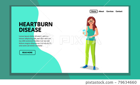 Heartburn Disease Suffering Young Woman Vector Illustration Heartburn Disease Suffering Young Woman Vector Illustration 79634660