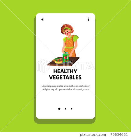 Healthy Vegetables Preserving In Jar Woman Vector 79634661
