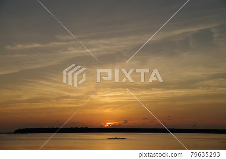 Sunset over Okinawa Kumejima Airport 79635293