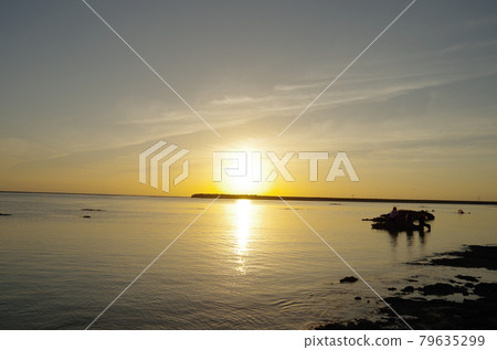 Sunset over Okinawa Kumejima Airport 79635299