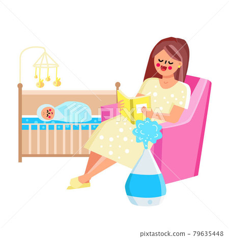 Air Humidifier Device Working In Child Room Vector Air Humidifier Device Working In Child Room Vector 79635448