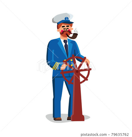 Sailor Captain Person Holding Ship Wheel Vector 79635762