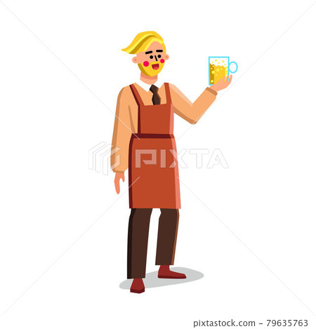Brewery Worker Hold Glass With Beer Drink Vector 79635763