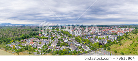 Panoramic drone picture of the German town of Moerfelden-Walldorf Panoramic drone picture of the German town of Moerfelden-Walldorf 79635904