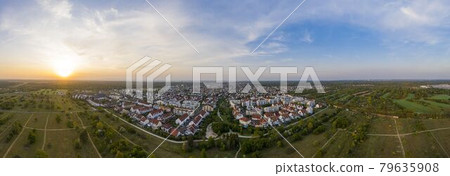 Panoramic drone picture of the German town of Moerfelden-Walldorf Panoramic drone picture of the German town of Moerfelden-Walldorf 79635908