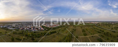Panoramic drone picture of the German town of Moerfelden-Walldorf Panoramic drone picture of the German town of Moerfelden-Walldorf 79635909