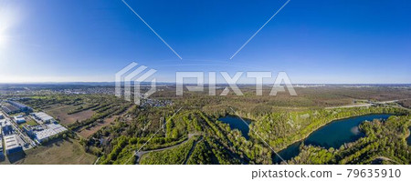 Panoramic aerial picture of local recreation area Oberwaldberg near Frankfurt / Main Panoramic aerial picture of local recreation area Oberwaldberg near Frankfurt / Main 79635910